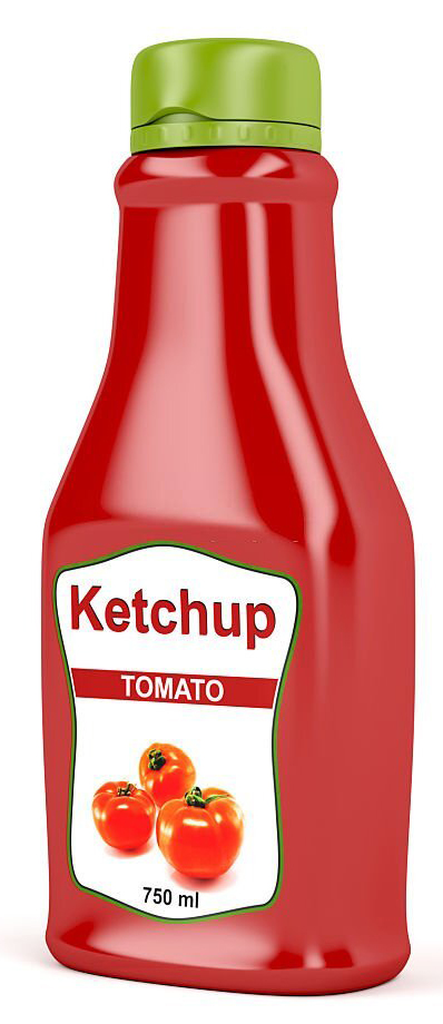 Ketchup bottle on white background